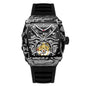 MUSANFIGO Tonneau Skeleton Automatic Watch – Bold Mechanical Design with Silicone Strap