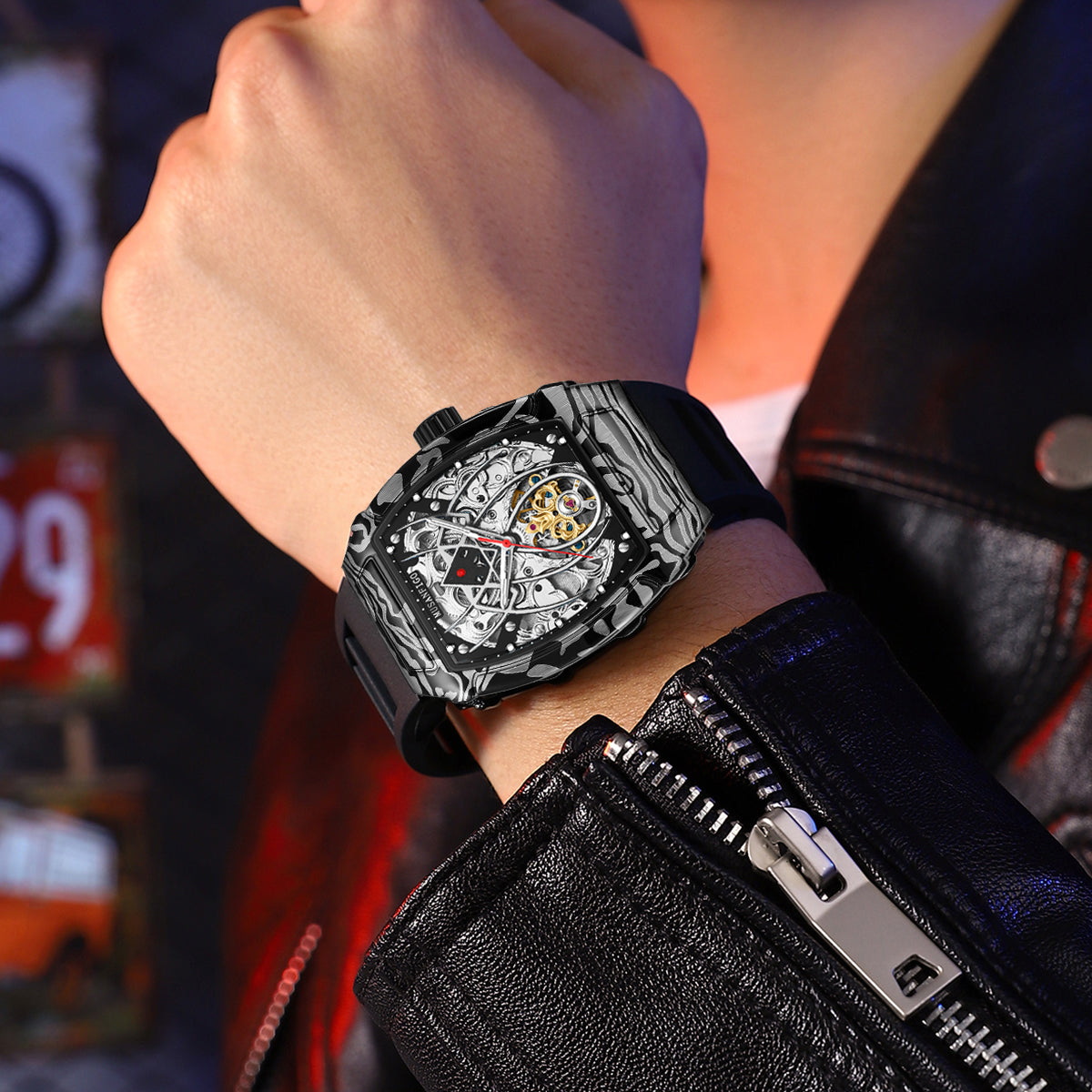 MUSANFIGO Barrel-Shaped Tonneau Automatic Watch – Modern Mechanical Business Casual Style