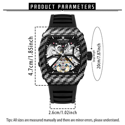 MUSANFIGO Tonneau Skeleton Automatic Watch – Luxury Mechanical Sports Timepiece for Men