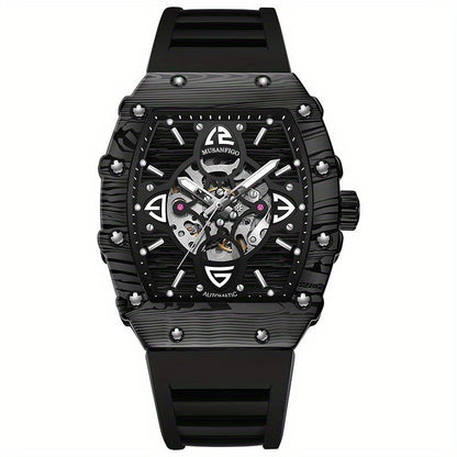 MUSANFIGO Tonneau Skeleton Automatic Watch – Luxury Mechanical Sports Watch for Men