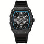 MUSANFIGO Tonneau Skeleton Automatic Watch – Luxury Mechanical Sports Watch for Men