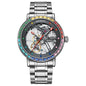 MUSANFIGO Skeleton Automatic Watch with Rainbow Crystal Bezel – Luxury Mechanical Timepiece for Men