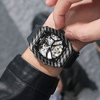 MUSANFIGO Tonneau Skeleton Automatic Watch – Luxury Mechanical Sports Timepiece for Men