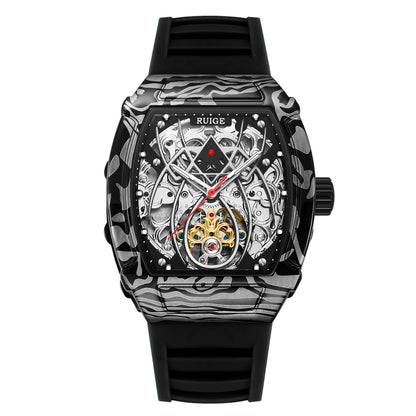 MUSANFIGO Tonneau Skeleton Automatic Watch – Modern Luxury Mechanical Sports Watch for Men
