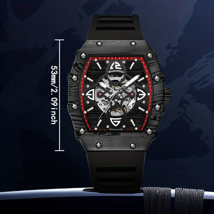 MUSANFIGO Tonneau Skeleton Automatic Watch – Luxury Mechanical Sports Watch for Men