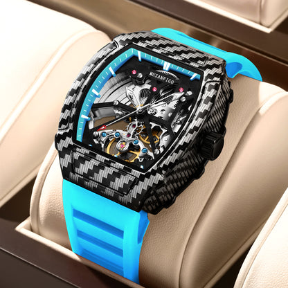 MUSANFIGO Tonneau Skeleton Automatic Watch – Luxury Mechanical Sports Timepiece for Men