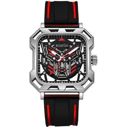 MUSANFIGO Square Skeleton Automatic Watch – Modern Mechanical Sports Watch for Men