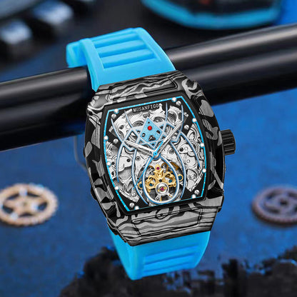 MUSANFIGO Tonneau Skeleton Automatic Watch – Modern Luxury Mechanical Sports Watch for Men