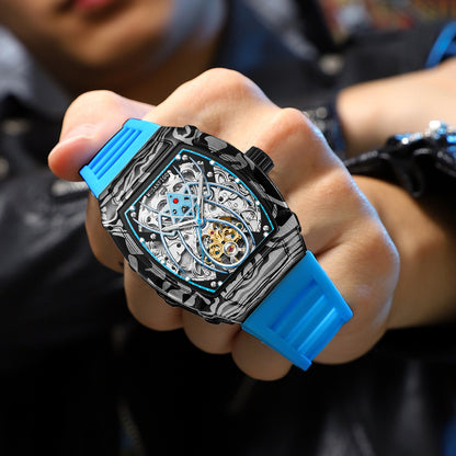 MUSANFIGO Tonneau Skeleton Automatic Watch – Modern Luxury Mechanical Sports Watch for Men