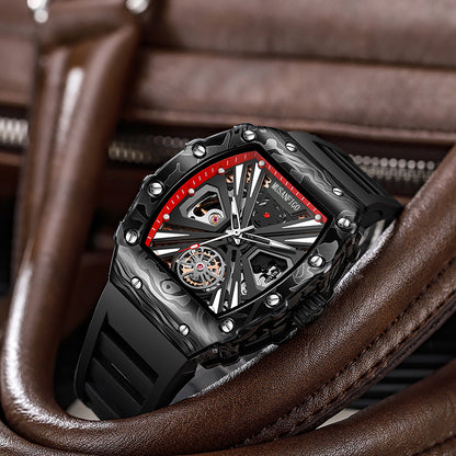 MUSANFIGO Tonneau Skeleton Automatic Watch – Bold Luxury Mechanical Sports Watch for Men