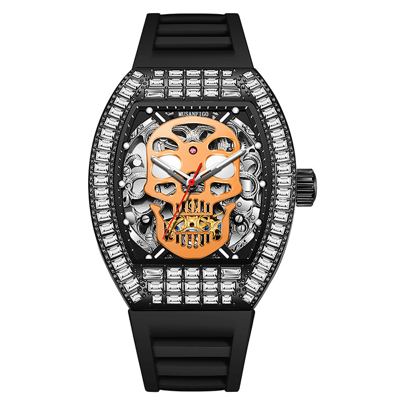 MUSANFIGO Skull Skeleton Automatic Watch – Luxury Mechanical Statement Watch for Men