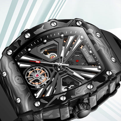 MUSANFIGO Tonneau Skeleton Automatic Watch – Bold Luxury Mechanical Sports Watch for Men