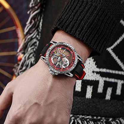 MUSANFIGO Skeleton Automatic Dive Watch – Luxury Mechanical Sports Watch with Silicone Strap for Men