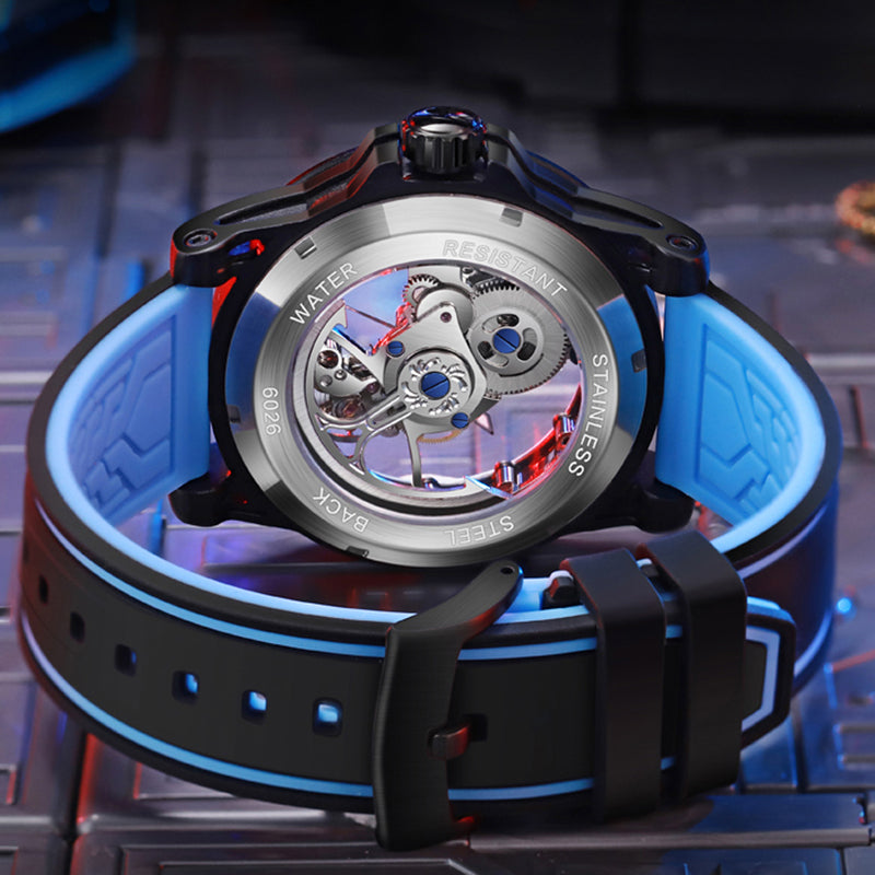 MUSANFIGO Skeleton Automatic Dive Watch – Luxury Mechanical Sports Watch with Silicone Strap for Men