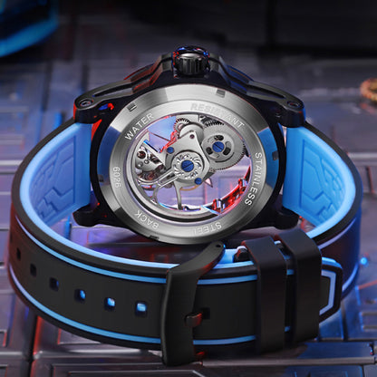 MUSANFIGO Skeleton Automatic Dive Watch – Luxury Mechanical Sports Watch with Silicone Strap for Men