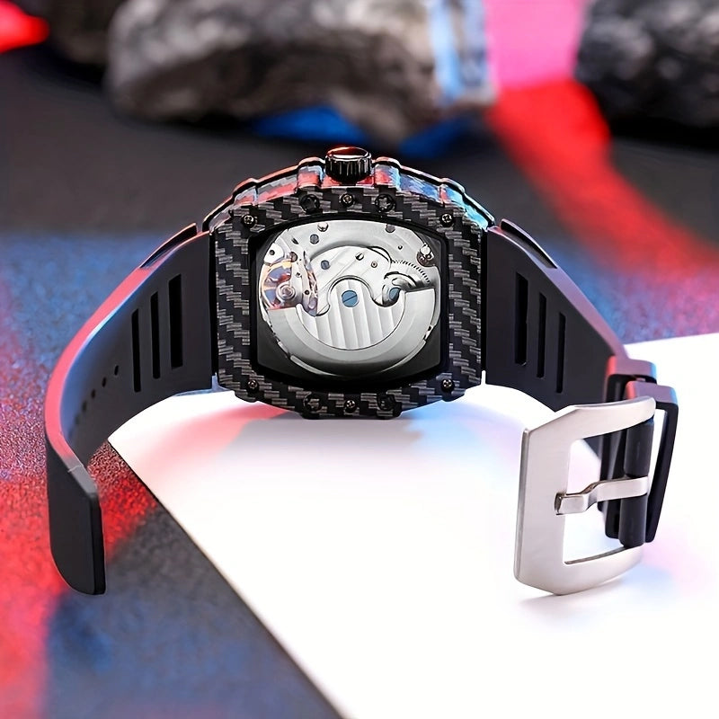 MUSANFIGO Tonneau Skeleton Automatic Watch – Luxury Mechanical Sports Timepiece for Men