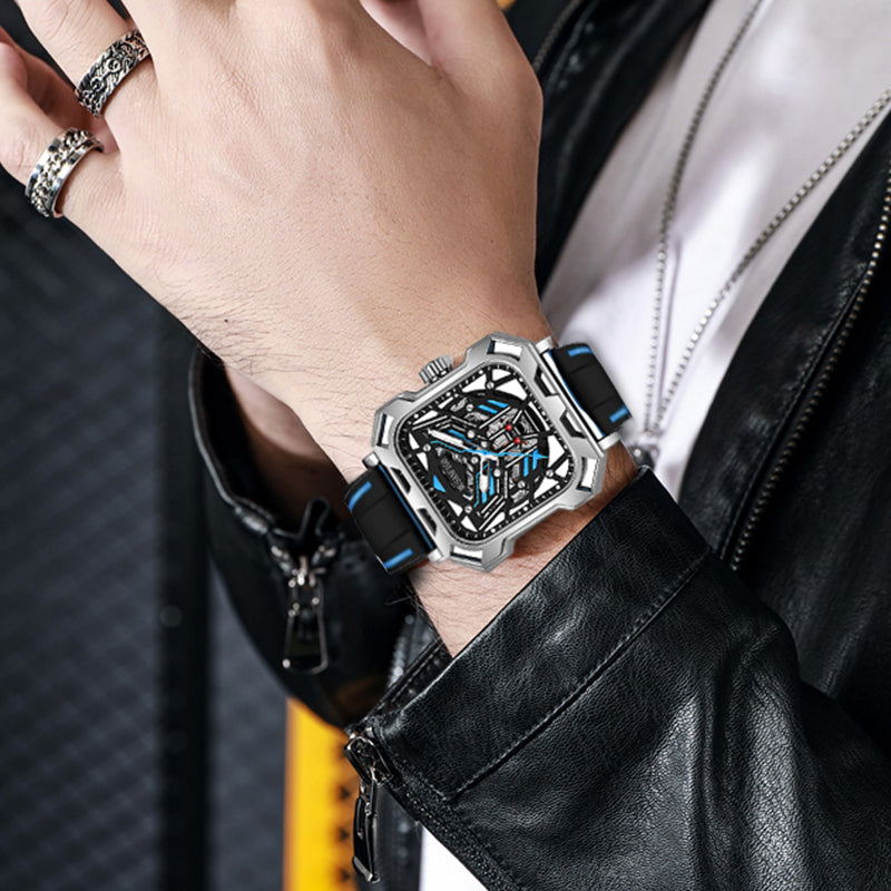 MUSANFIGO Square Skeleton Automatic Watch – Modern Mechanical Sports Watch for Men