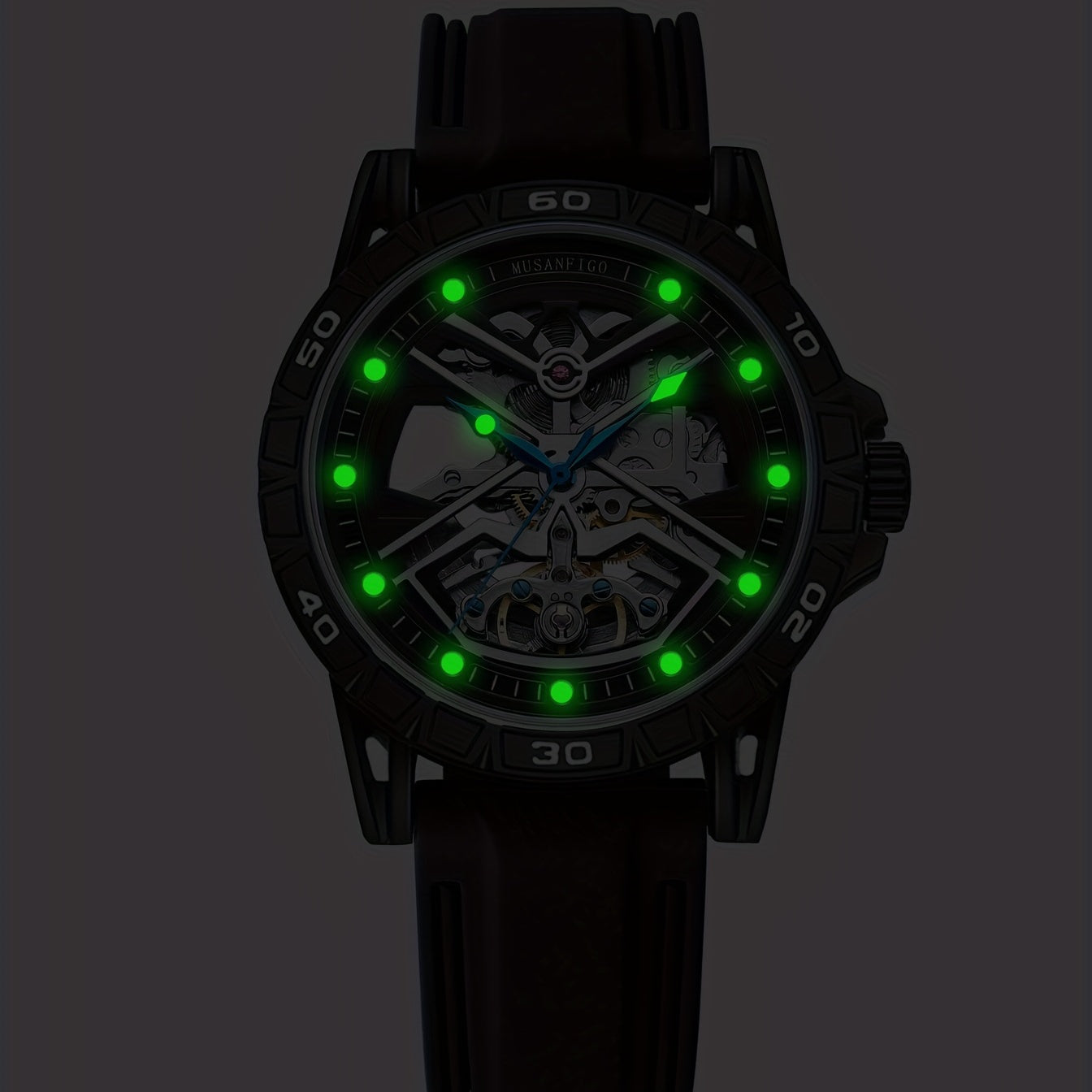 MUSANFIGO Skeleton Automatic Dive Watch – Luxury Mechanical Sports Watch for Men 