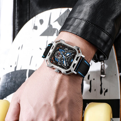 MUSANFIGO Square Skeleton Automatic Watch – Modern Mechanical Sports Watch for Men