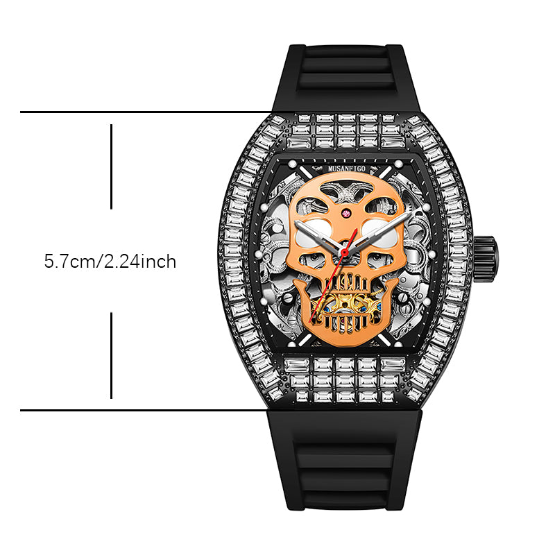 MUSANFIGO Skull Skeleton Automatic Watch – Luxury Mechanical Statement Watch for Men