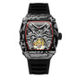 MUSANFIGO Tonneau Skeleton Automatic Watch – Bold Mechanical Design with Silicone Strap