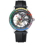 MUSANFIGO Skeleton Automatic Watch with Rainbow Crystal Bezel – Luxury Mechanical Timepiece for Men