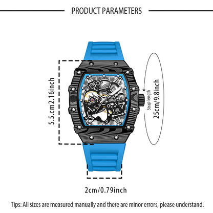 MUSANFIGO Tonneau Skeleton Automatic Watch – Luxury Mechanical Sport Watch for Men